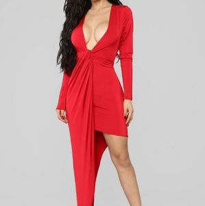 Red Asymmetrical Mini Dress